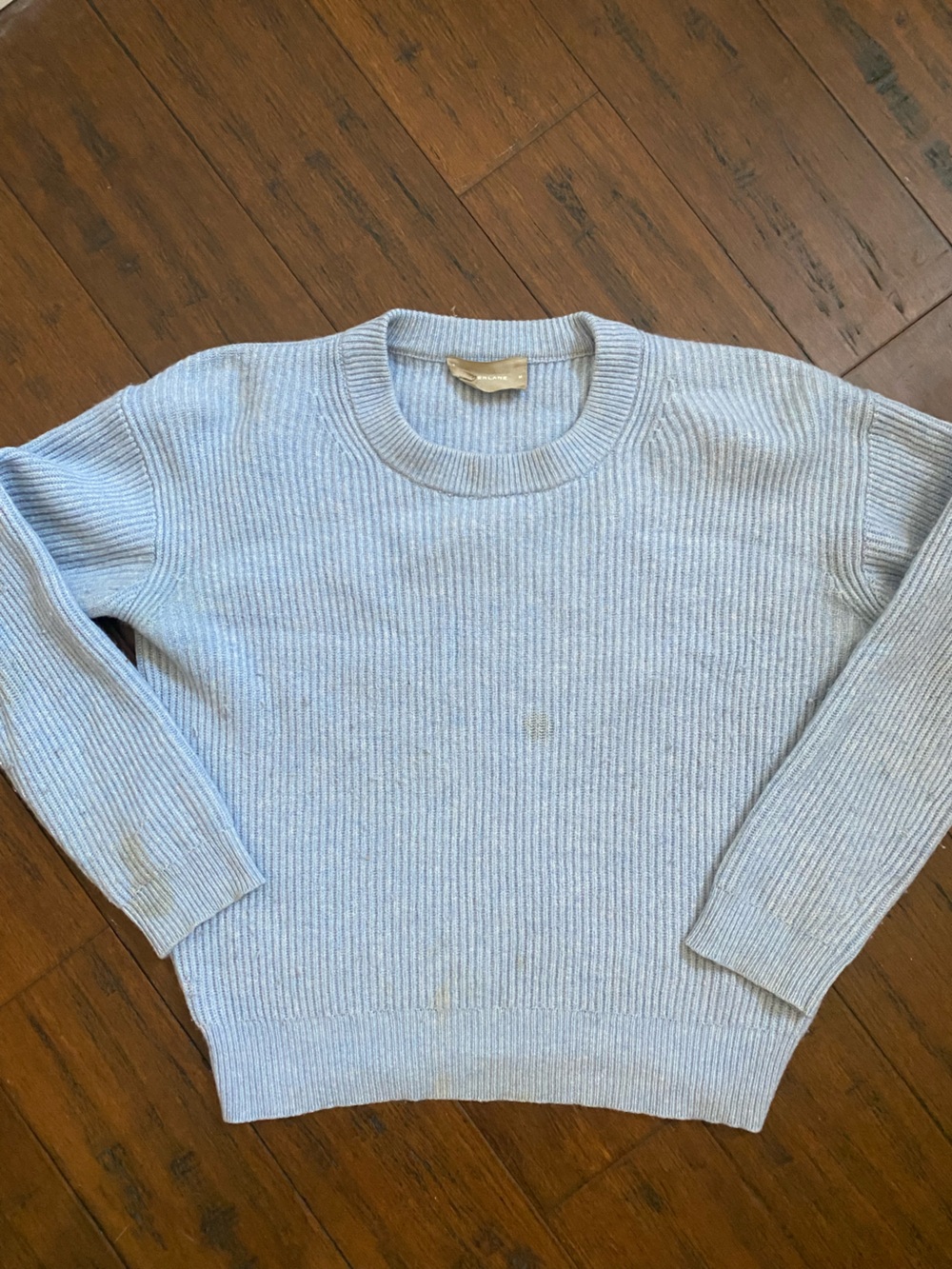 Everlane Pale Blue Ribbed Crewneck Cashmere Sweater